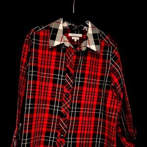 FOXCROFT PLUS 18W WRINKLE FREE SHAPED FIT 3/4 SLEEVE BLOUSE, EXCELLENT COND.